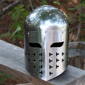 Ancient Oath Sugarloaf Helmet Medieval Functional 18G Steel Warrior Knight Helm - Bild 1 von 6