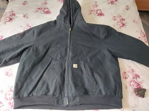 Chaqueta CARHARTT Trabajo Pesado Hombre-Talla 4XL Alta-Lona Negra-Gran Forma - Imagen 1 de 8