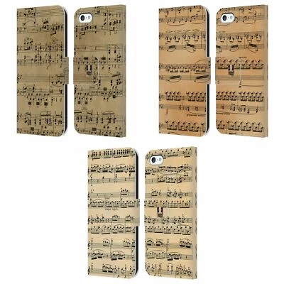 HEAD CASE DESIGNS MUSIC SHEETS LEATHER BOOK CASE & WALLPAPER FOR APPLE iPHONE 5C - Image 1 of 4