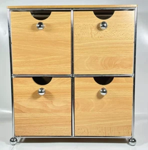 Organize it All 4 Basket Desktop Bin Wood & Chrome Collection 10874 - Picture 1 of 16