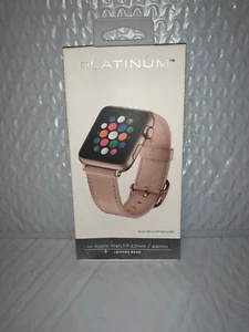 Platinum Leather Watch Strap for Apple Watch 42mm and 44mm  Pink   New Op - Picture 1 of 8
