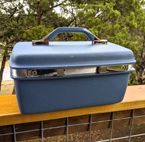Vtg 1960s SAMSONITE Blue MONTBELLO II Hard Side TRAIN CASE 15” Made in USA - Picture 1 of 10