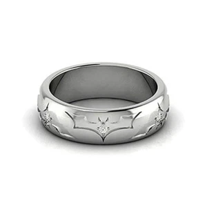 0.40 Ctw Lab Created Diamond 14K White Gold Over Batman Wedding Men's Ring - Picture 1 of 4