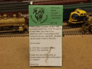 Barker's Trains HO Diesel Coupler Lift Bars (pr.) w/Eye Bolts BT-103 - Picture 1 of 2