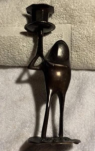 Vintage Metall stehender Frosch auf Lilie Pad Kerzenständer Kerzenhalter 8,5" hoch - Bild 1 von 4