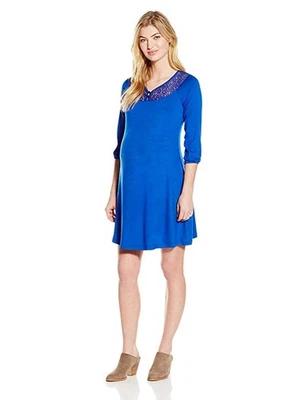 JULES & JIM MATERNITY DRESS SZ LRG BOHEMIAN 3/4 SLEEVE AZURE BLUE WOMENS NWTIP - Image 1 of 2