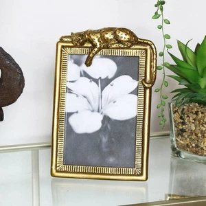 Gold Leopard Photo Frame metallic picture home decor gift cat jungle photograph - Picture 1 of 4