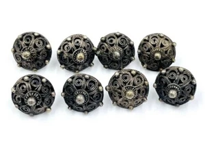Incredible Hallmarked Antique Dutch Silver Cloak Button Buttons set of 8 - Picture 1 of 9