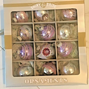 Brillante Brite Radko 12 Vidrio Púrpura Plata Árbol de Navidad Adornos Inspirados en 1940 - Imagen 1 de 5
