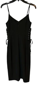 1.state Women's Spaghetti Strap Dress Black Tie Sides Midi Size 2 - Picture 1 of 6