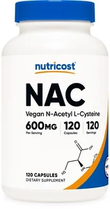 Nutricost N-Acetyl L-Cysteine (NAC) 600mg, 120 Vegan Capsules - Non-GMO - Picture 1 of 5
