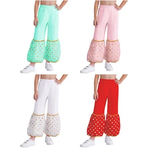 Kids Girls Bloomers Satin Sweatpants Long Trousers Lantern Pants Party Outfits - Picture 1 of 44