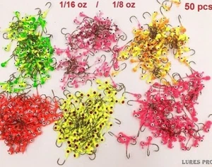 Lures Pro 50 PCs 1/32 1/16 oz 1/8 oz Lead Jig Heads Fishing hooks Crappie - Picture 1 of 13