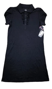 Nautica Girls Navy Polo School Uniform Dress L (12-14) Ruffle Front NEW - Picture 1 of 6