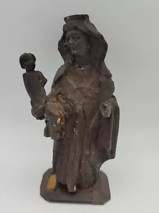 Statua Santa in legno Maria con Bambino XVIII e XIX secolo - Foto 1 di 9