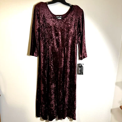 Vestido vintage anos 90 All That Jazz More Jazz tamanho 12 Wine CrushVelvet gótico romântico - Imagem 1 de 4
