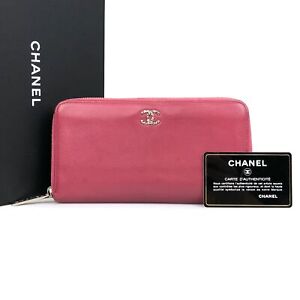 CHANEL WALLET ROUND ZIP CAVIAR SKIN PINK 13429225 COCO Mark Authentic