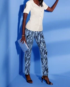 854000 Creation L Damen Hose royalblau bedruckt Stretch NEU kurz Gr. 19 - 26