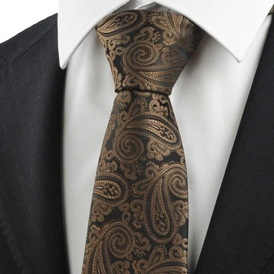Marrón Paisley Exótico JACQUARD Hombres Corbata Traje Corbata Boda Fiesta Regalo Foto 1 de 4