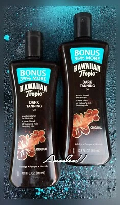 (2 BOTELLAS) Aceite bronceador oscuro tropical hawaiano original 10,8 OZ BONIFICACIÓN 35% MÁS FRESCO Foto 1 de 4