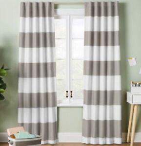 84" Gray Stripe 99.9% Blackout Curtain Panel Gray - Pillowfort™ NEW ONE PANEL