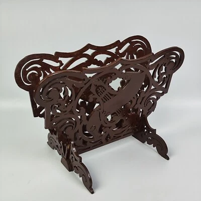 antico PORTARIVISTE PORTADOCUMENTI Fogli in Legno intagliato stile Liberty 900 - Immagine 1 di 4