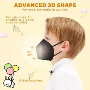 1-200 Kids Child Boy Black KN95 Face Mask Disposable 5 Layer C.E FFP2 95% - Picture 1 of 9