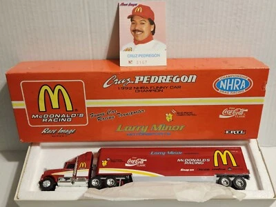 Cruz PEedrego 1992 McDonald's NHRA ERTL Funny Car Racing Transporter Truck 1:64  - Image 1 of 4