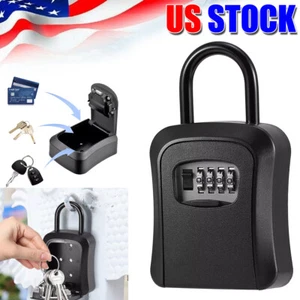 Key Lock Safe Box 4 Digit Combination Key Storage Box for Home Indoor Outdoor - Picture 1 of 10
