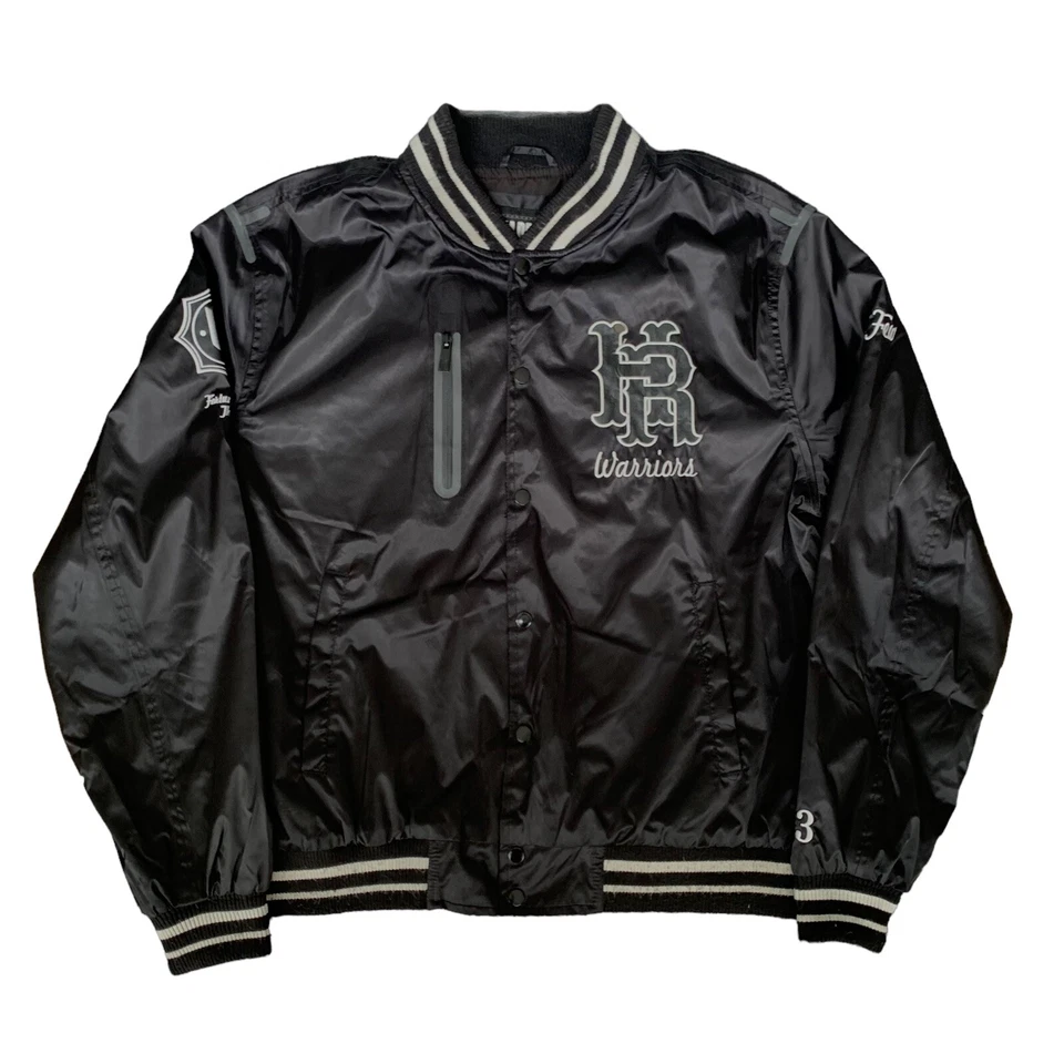 Chaqueta Universitaria Headrush Negra Parches Bordados Botón Delantero Para Hombre Talla 2XL XXL Foto 1 de 4