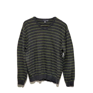 Old Navy XL Para Hombre Suéter a Rayas de Rugby Algodón Cuello en V Gris Verde - Imagen 1 de 8