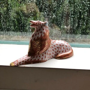 Herend Zodiac Statuina Borzoi Cane Rosso a Rete Dipinta a Mano H/2,36" Elegante 2505M - Foto 1 di 6