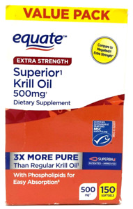 Equate Extra Strength Superior Krill Oil Sealed 500mg 150 Softgels Best By: 5/26