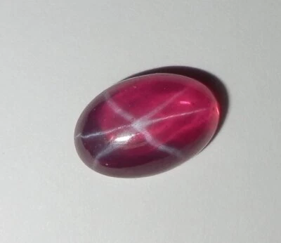 Transparent Star Ruby Oval 12x8 mm Cabochon 6 Rayed Lab-created Stone 1 pc Lot - Image 1 of 4