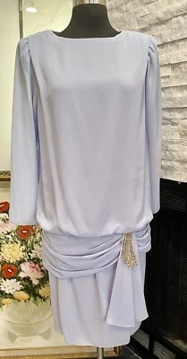 VTG MOB URSULA Long Sleeve dress Drop Waist Sequin Appliqué Blue Size 8 - Image 1 of 4