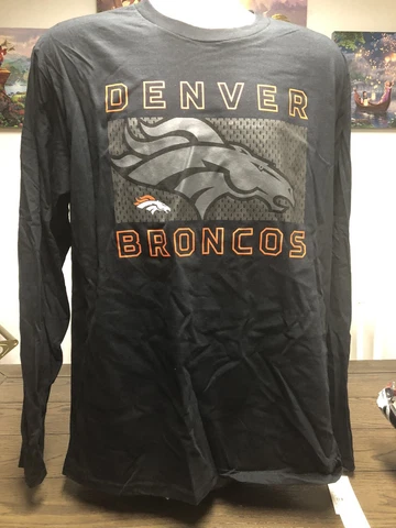 NFL FOOTBALL DENVER broncos long sleeve shirt BLACK Size Large NEW Cover
