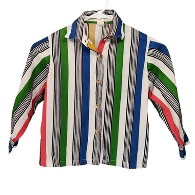 Camisa Top De Colección Años 60 Ruth of Carolina Niñas Arco Iris Rayas Niños M Retro Color Boho Foto 1 de 4