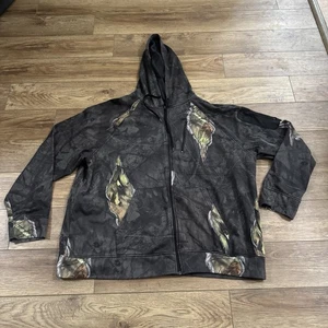 Mossy Oak Camo Black Zip Up Hoodie AOP - Picture 1 of 8