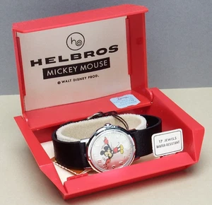 Helbros Mickey Mouse 17 Jewel Disney Watch All Original in Box w/ Tag 0663-6828 - Picture 1 of 10