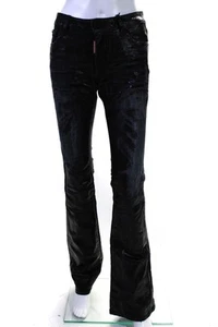 Dsquared2 Womens Medium Waist Flare Wax Coated Jeans Dark Denim Black Size FR 36 - Picture 1 of 4