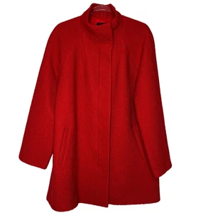 Talbots Bright Red Wool Coat Womens Size 12 Textured Lined pockets Preppy - Picture 1 of 11