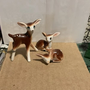 Vintage Bone China Deer And fawn Family Miniature Figurines Japan Lot of 3 - Picture 1 of 3