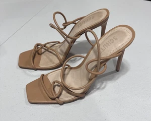 Schutz Women's Sz 9B Beige Nude Strappy Stiletto Heels Gabielle Sandals Glam - Picture 1 of 12