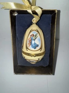 Vintage Mr Christmas Tree Ornament Musical Egg Faberge Gold Angels With Box - Picture 1 of 1