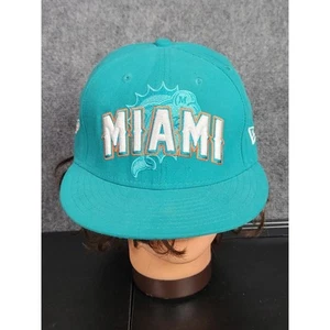 New Era Miami Dolphins NFL Hat Fitted 59FIFTY Teal Orange Men Sz 7 1/8 Football - Picture 1 of 11