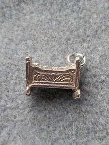 Sterling Silver Vintage Cot Crib Charm - Picture 1 of 3