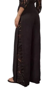 New VIX Paula Hermanny Bree Black Lace Wide Leg Pants 462-856-001 Women’s Large - Picture 1 of 19