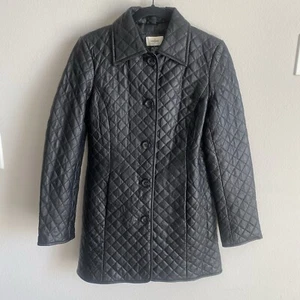 Neiman Marcus Exclusive Black Lamb Leather Quilted Jacket Womens Size Small - Picture 1 of 12