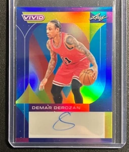 Demar Derozan AUTO #/30 Leaf Vivid Blue Refractor 2023-24 Certified Autograph SP - Picture 1 of 2