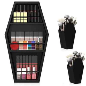 Makeup Coffin Shelf And Coffin Brush Holder – 3 Shelf Coffin Makeup Holder - Picture 1 of 5
